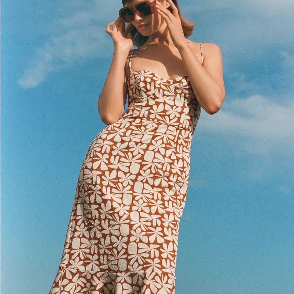 Anthropologie Hutch Floral Slim Midi Dress